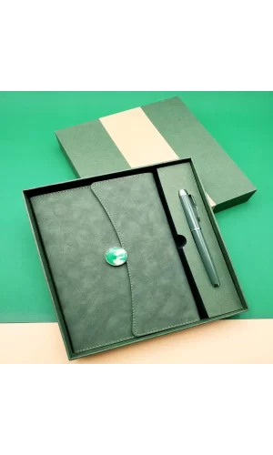Özel Kutulu Deri Defter Ve Roller Kalem Seti