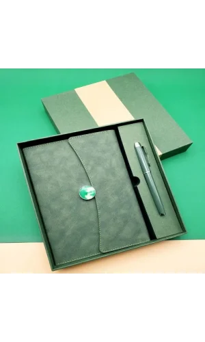 Özel Kutulu Deri Defter Ve Roller Kalem Seti