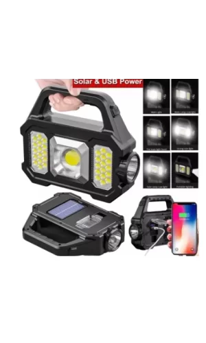 P-880a Solar Powerbanklı Şarjlı Taşınabilir Güçlü Fener