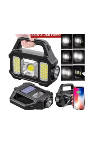 P-880a Solar Powerbanklı Şarjlı Taşınabilir Güçlü Fener