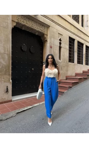 PAÇASI CIRTLI PANTOLON - Mavi