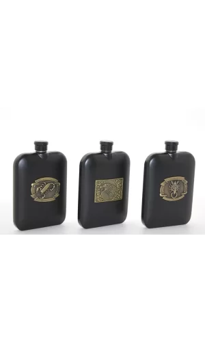 Paslanmaz Çelik Kabartmalı Tekli 6 Oz Matara Alk2666
