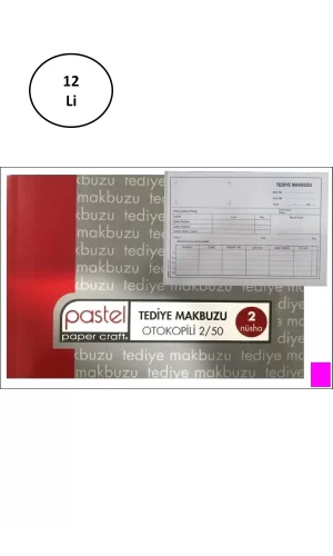 Pastel Tediye Makbuzu 14x20 Cm Boyutunda A5 Otokopili 2 Nüsha 50 Asıl 50 Suret 2/50 12li