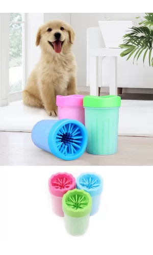 Pati Ayak Yıkama Kovası Silikon Jel Fırçalı Kedi Köpek  (küçük)