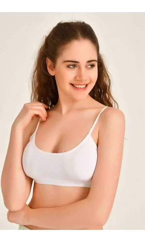 Pedli İp Askılı Beyaz Büstiyer