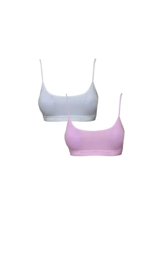 Pedli İp Askılı Beyaz ve Pembe Büstiyer 2 adet