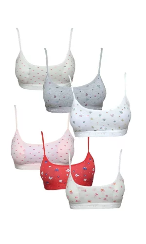 Pedli Ip Askılı Yarım Atlet Desenli Büstiyer 6 Lı Set 1