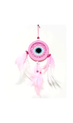 Pembe Dream Catcher Pembe Ve Beyaz Kuş Tüylü Düş Kapanı El Yapımı Duvar Süsü