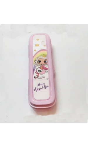 Pembe Multi Renkli Kapaklı Kalemlik Kutusu -çanta İçi Saklama - Diş Fırçası - Makyaj Fırçası Kutu