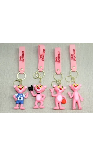 Pembe Panter Silikon Anahtarlık