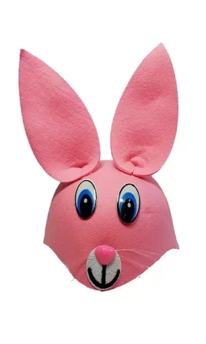 Pembe Renk Kulaklı Tavşan Şapkası Hayvan Şapkası