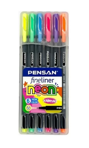 Pensan Fineliner Kalem 6Lı Neon Plastik Kutu