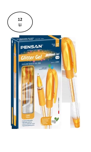 Pensan Glitter Simli Jel Kalem 1 Mm Altın 12li