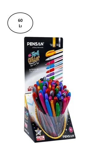Pensan Glitter Simli Tükenmez Kalem Jel 1.0 Mm Karışık (60 Lı Paket)
