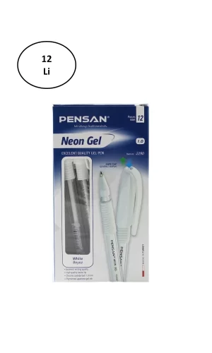 Pensan Neon Jel Kalem 1 Mm Beyaz 2290 12li