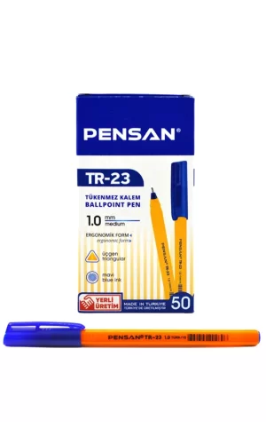 Pensan Tükenmez Kalem Üçgen Mavi 50li - Ürün Kodu : PEN.PE02023TKMAVİ50