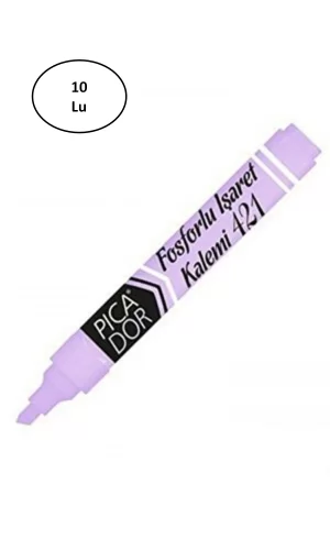 Picatack Fosforlu Kalem Pastel Mor 441 - 10lu