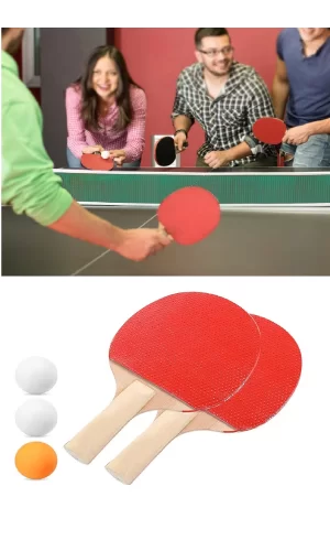 Ping Pong Masa Tenisi Seti Tenis Raketi Seti 2 Raket + 3 Ping Pong Topu  Spor Aksesuarları
