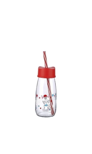 Pipetli Su Ve Süt Şişesi Cam 250 Ml - Kırmızı