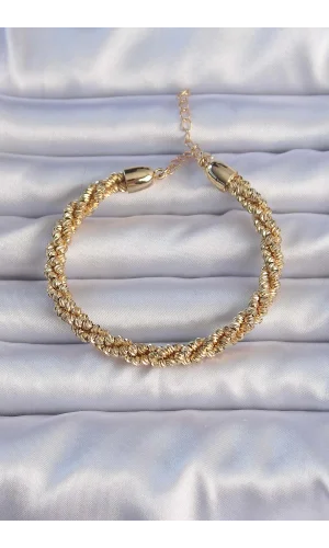 Pirinç Altın Renk Sarmal Model Bileklik