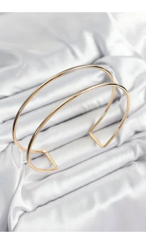 Pirinç Çift Görünümlü Model Gold Renk Kadın Pazu Bileklik