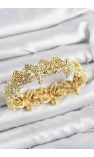 Pirinç Deniz Yıldızı Model Gold Renk Lastikli Kadın Bileklik