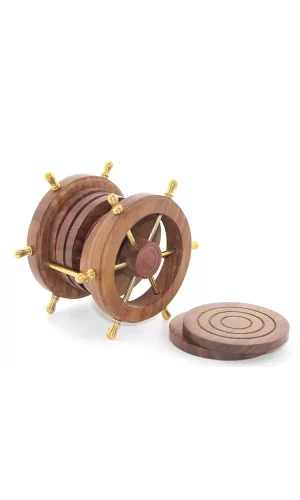 Pirinç Dümenli Ahşap Bardak Altı W720
