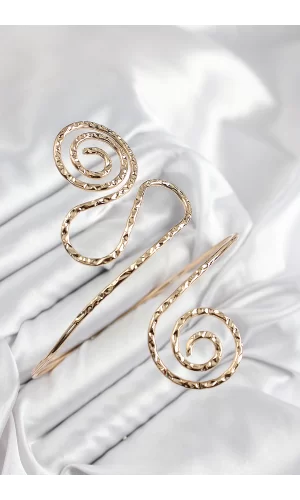 Pirinç Etnik Model Gold Renk Pazu Bileklik