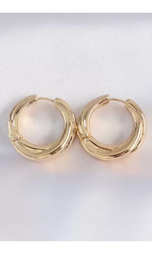 Pirinç Gold Renk Asimetrik Kıvrım Küpe