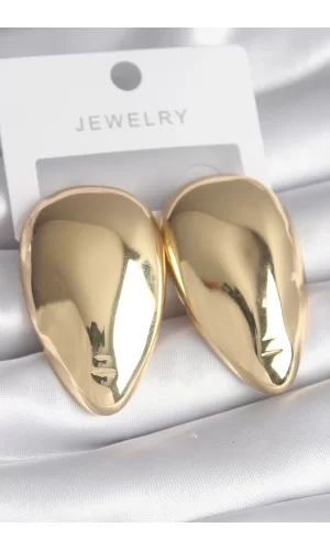 Pirinç Gold Renk Badem Model Kadın Küpe