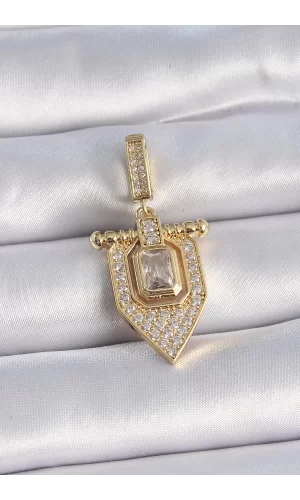 Pirinç Gold Renk Baget Zirkon Taşlı Ajda Charm