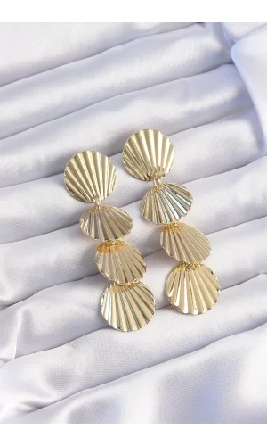 Pirinç Gold Renk Deniz Kabuğu Model Sallantılı Küpe