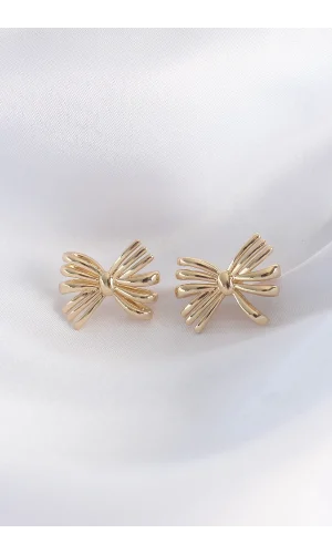 Pirinç Gold Renk Fiyonk Küpe