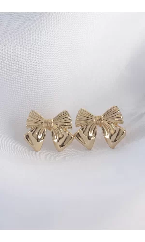 Pirinç Gold Renk Fiyonk Küpe