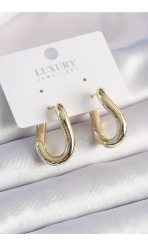 Pirinç Gold Renk Halka Model Kadın Küpe