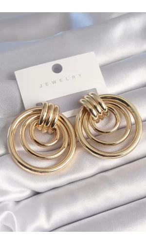 Pirinç Gold Renk Halka Model Kadın Küpe