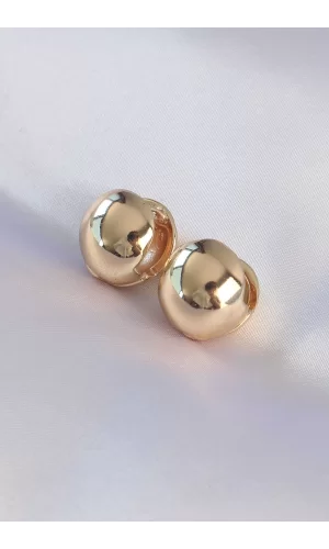 Pirinç Gold Renk İçi Boş Minimal Topçuk Küpe