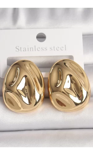 Pirinç Gold Renk İşlemeli Damla Model Kadın Küpe
