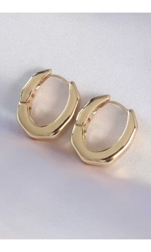 Pirinç Gold Renk Kalın Kemik Model Küpe