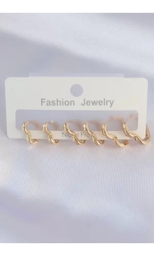 Pirinç Gold Renk Kalp Model Küpe Seti