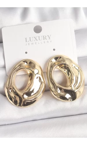 Pirinç Gold Renk Kemik Halka Model Kadın Küpe