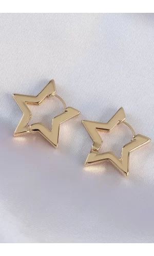 Pirinç Gold Renk Yıldız Küpe