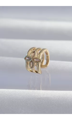 Pirinç Gold Renk Yonca Earcuff Küpe