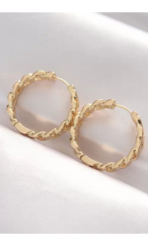 Pirinç Gold Renk Zincir Model Halka Küpe