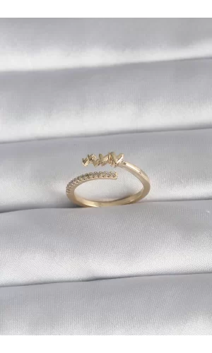 Pirinç Gold Renk Zirkon Taş Detay Kalp Model Kadın Yüzük