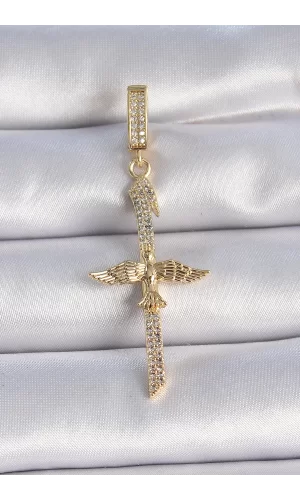 Pirinç Gold Renk Zirkon Taş Detaylı Elif Model Anka Kuşu Figür Ajda Charm