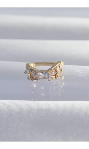 Pirinç Gold Renk Zirkon Taş Kaplama Earcuff Küpe