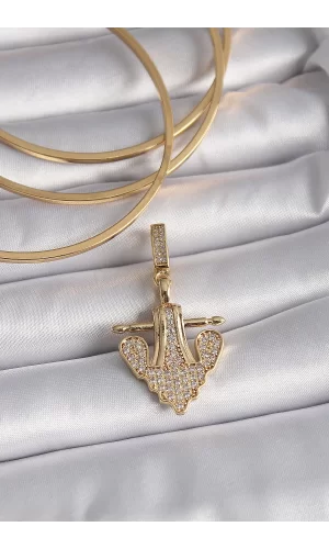 Pirinç Gold Renk Zirkon Taşlı Çapa Model Ajda Charm