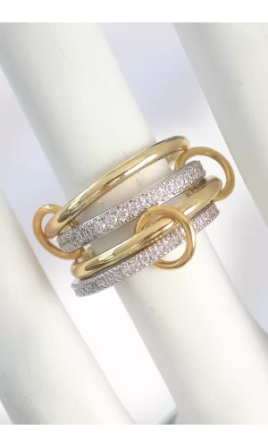 Metal Gold Renk Zirkon Taşlı Halka Detaylı Kadın Yüzük