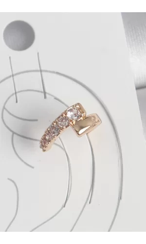 Pirinç Gold Renk Zirkon Taşlı Kadın Kıkırdak Küpe